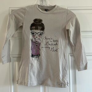 Girls Melby “There’s a little British in every Girl” Long Sleeve T-Shirt, XS